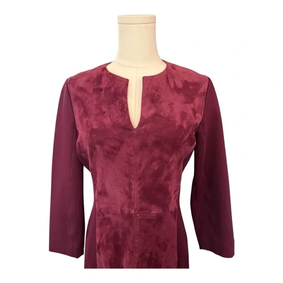 π EUC PER SE Deep Plum Suede & Stretch Long Sleeve Dress | Size 2 - Picture 2 of 8